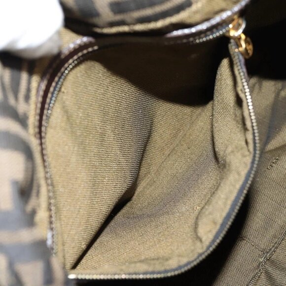 FENDI Zucca Canvas Shoulder Bag Black Brown gold Auth 129703 - Picture 13 of 16